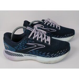 Brooks Glycerin GTS 20 Navy Blue Lavender Running Shoes Womens 10.5